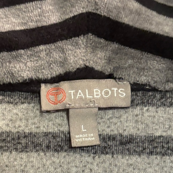 Talbots Black and Gray Striped Turtleneck Sweater - Picture 2 of 4